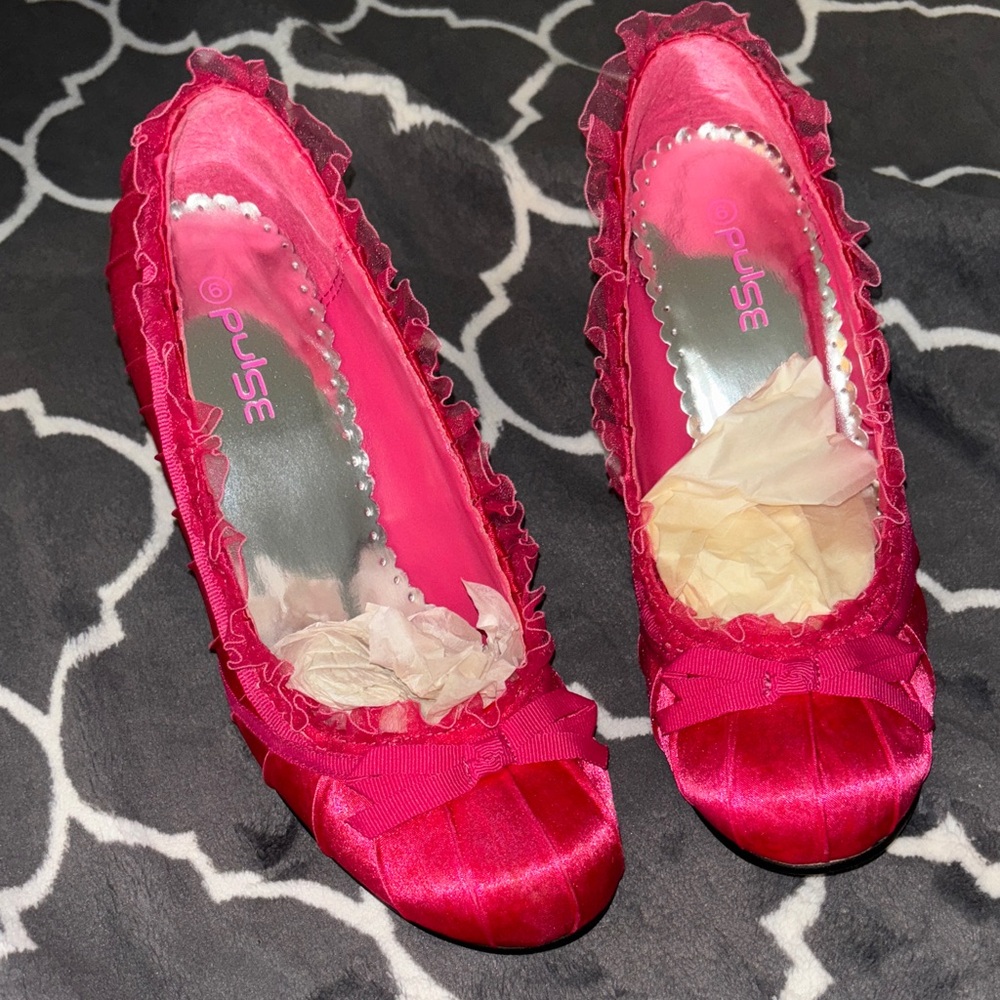 Pulse Pink Satin Heels